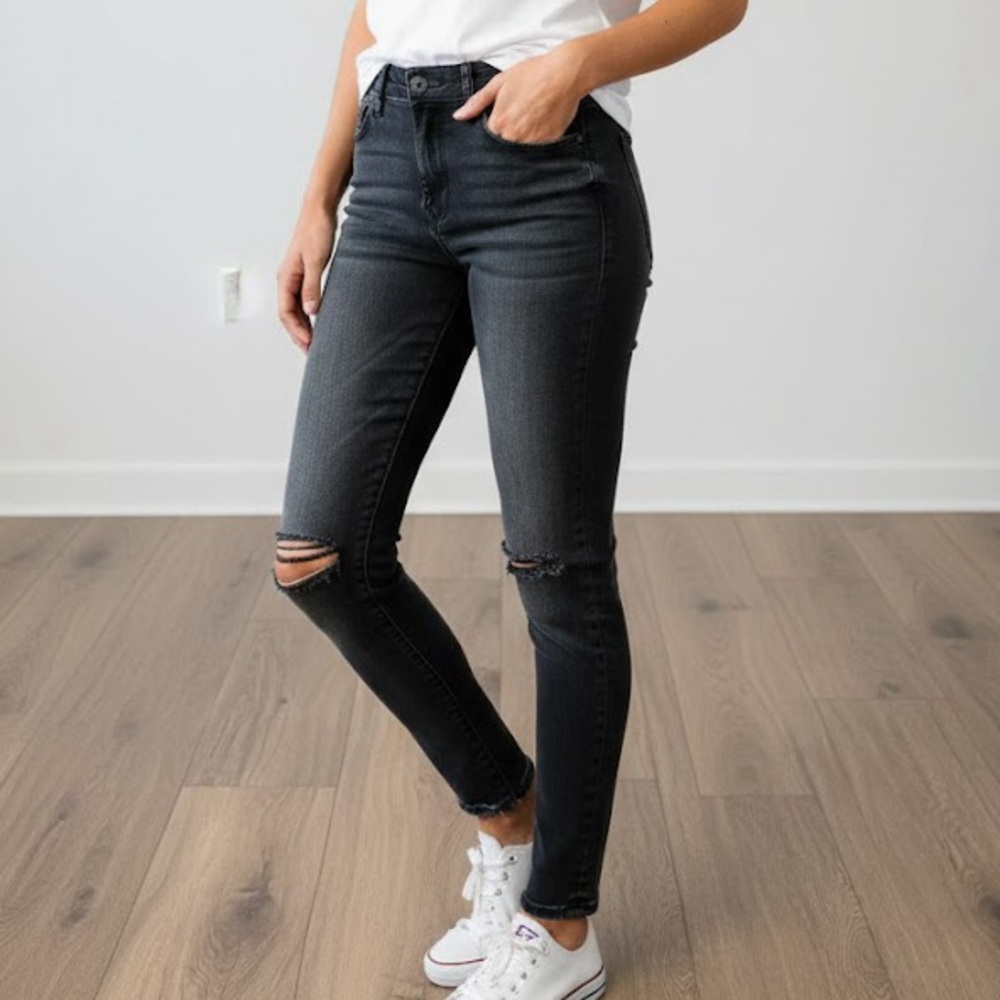 KUT High Rise Dark Gray/Faded Black Skinny Jeans